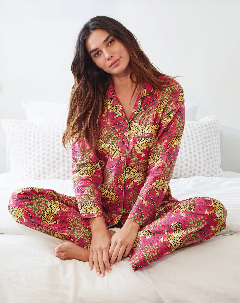 Printfresh Organic Cotton Bagheera Pink Leopard & Floral Pajama Set M